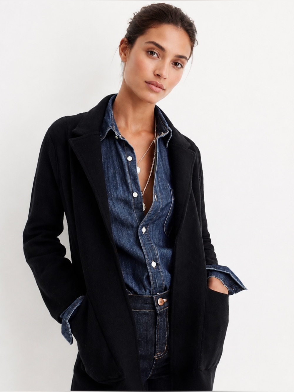 J.Crew Sophie Sweater Blazer Black Merino Wool Blend Size Small